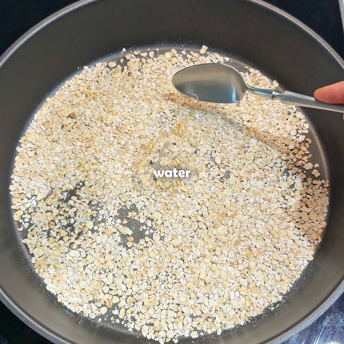 Water sprinkled over the oatmeal
