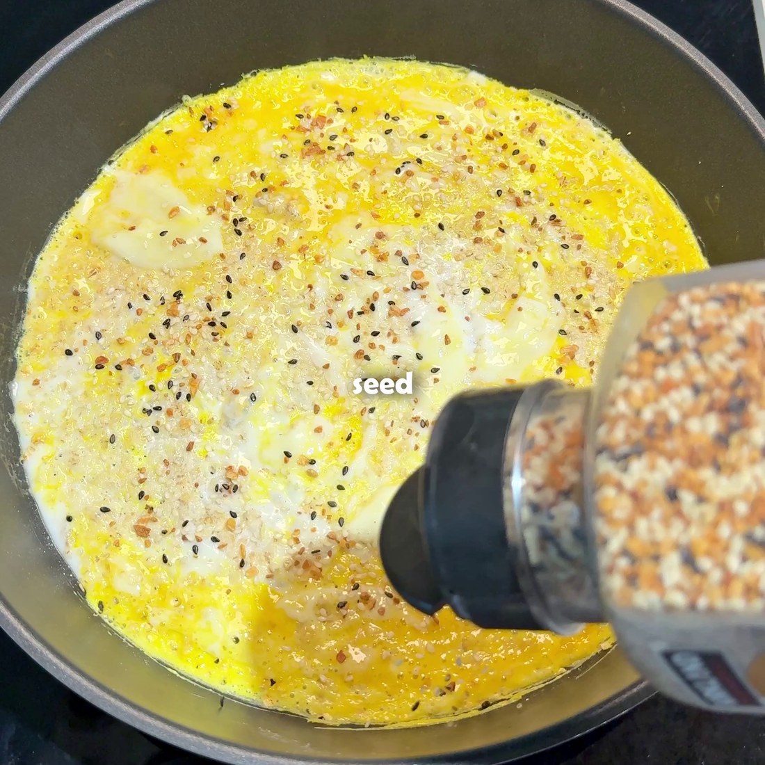Everything bagel seasoning sprinkled on top